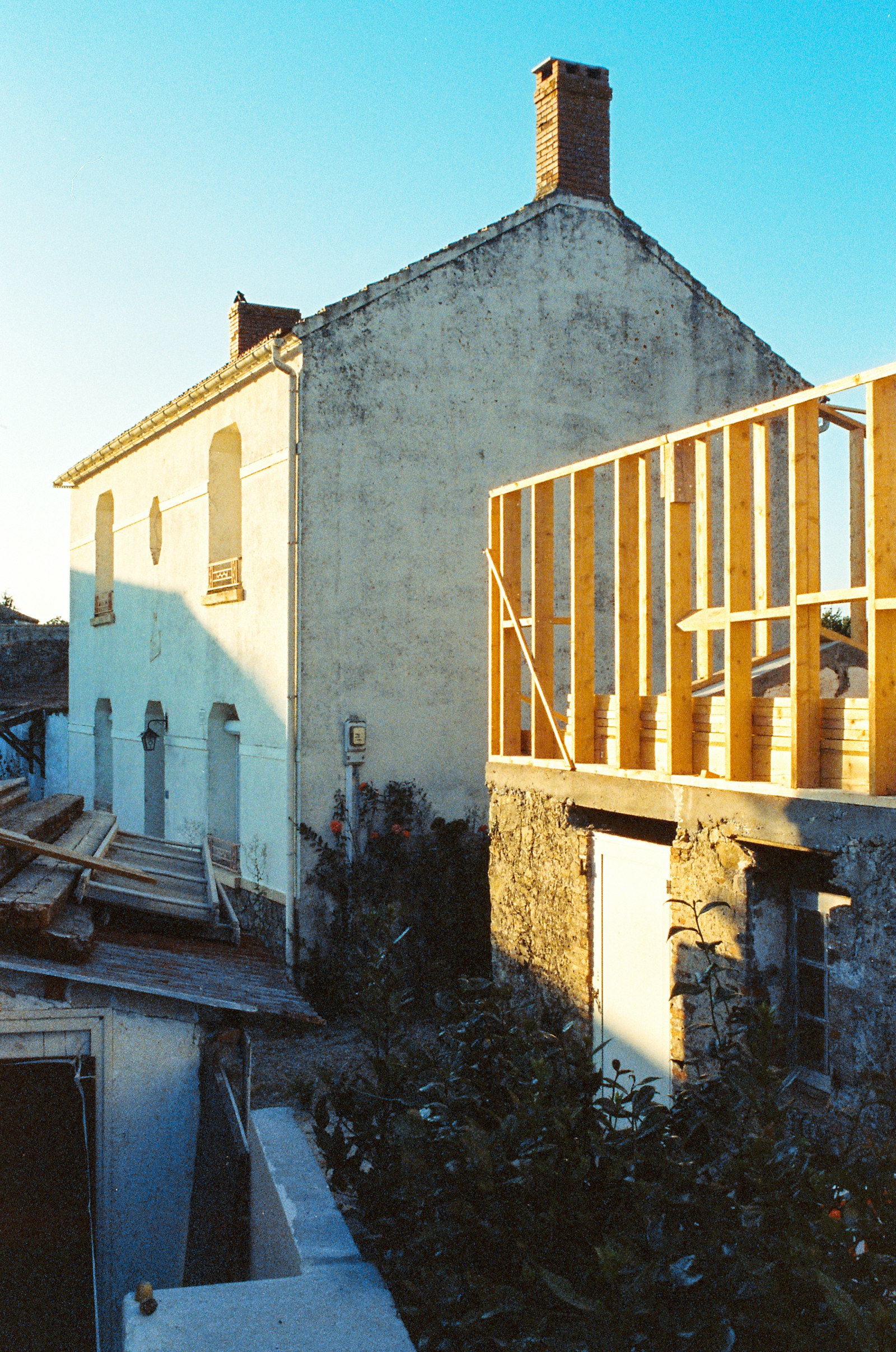 Classic white concrete building with elegant architectural details