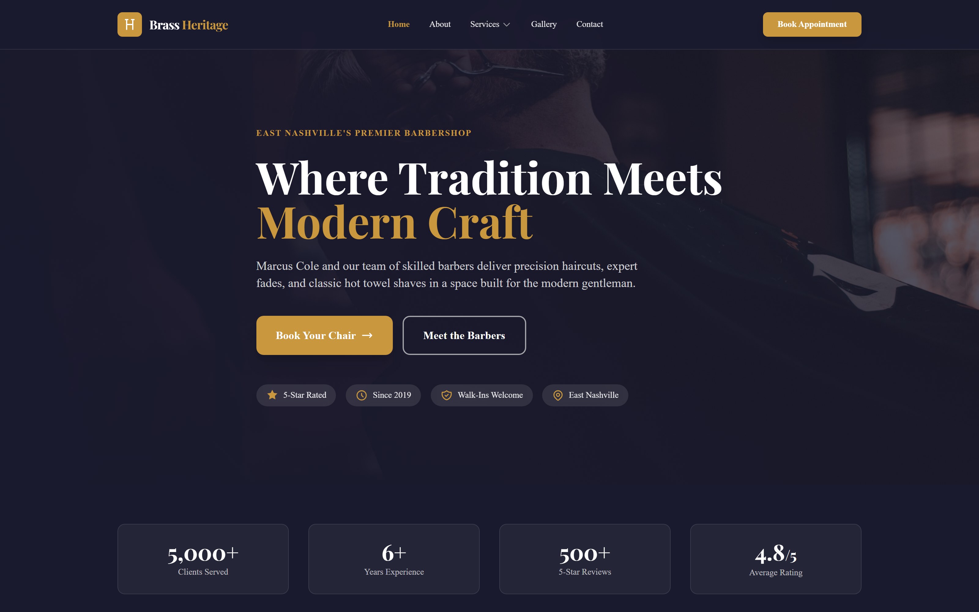 Brass Heritage Barbershop website preview