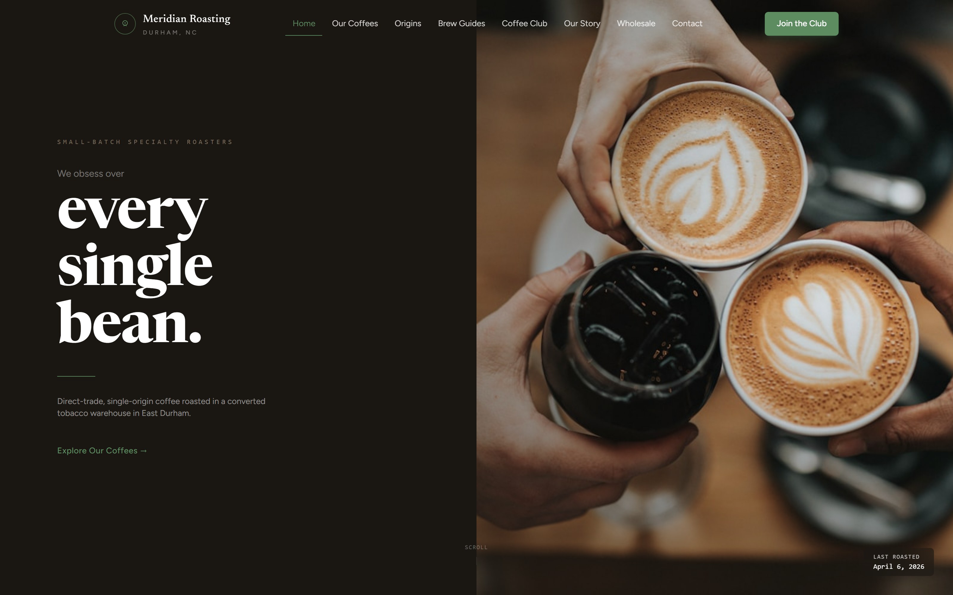 Meridian Roasting Co. website preview