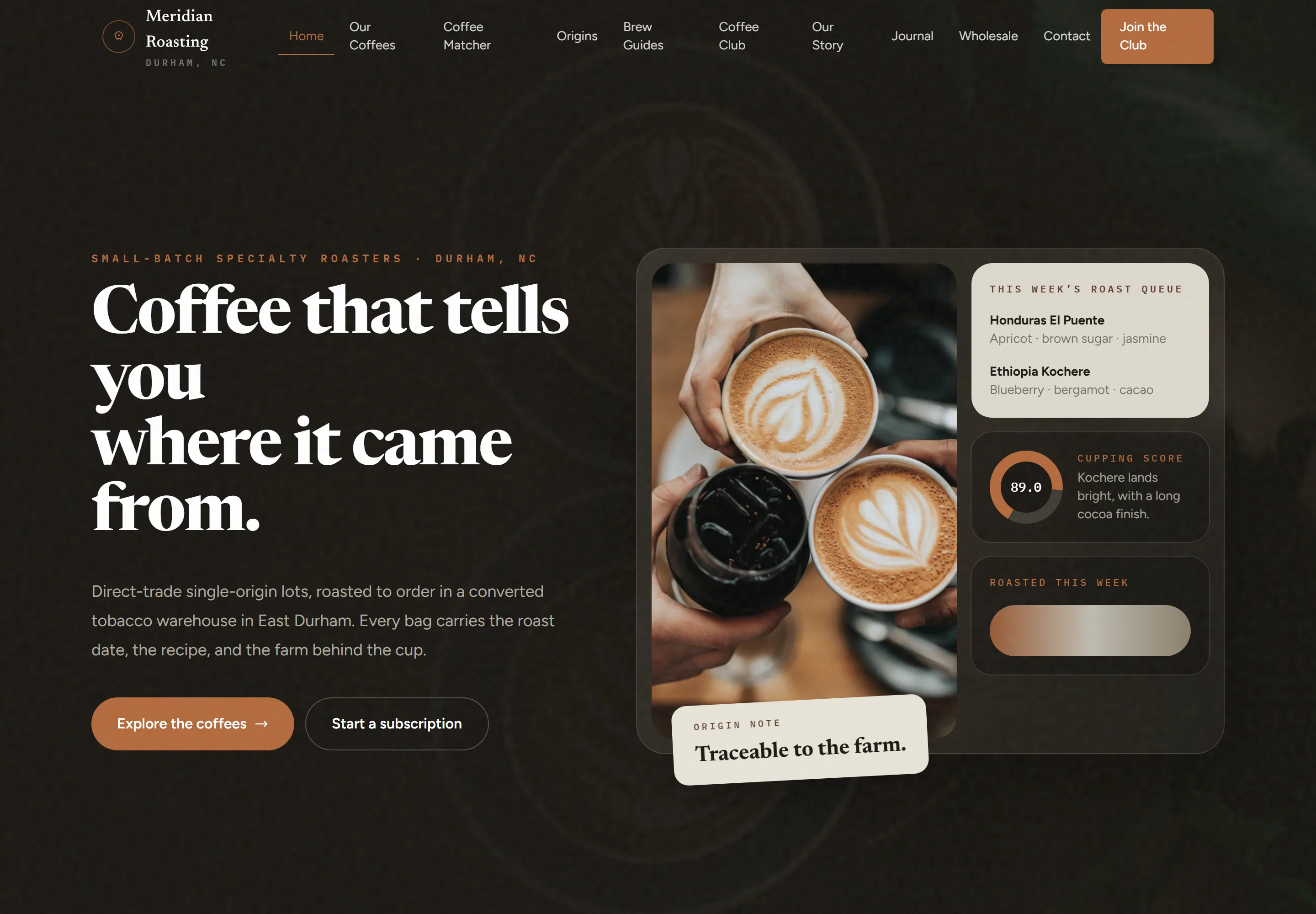 Meridian Roasting Co. website preview