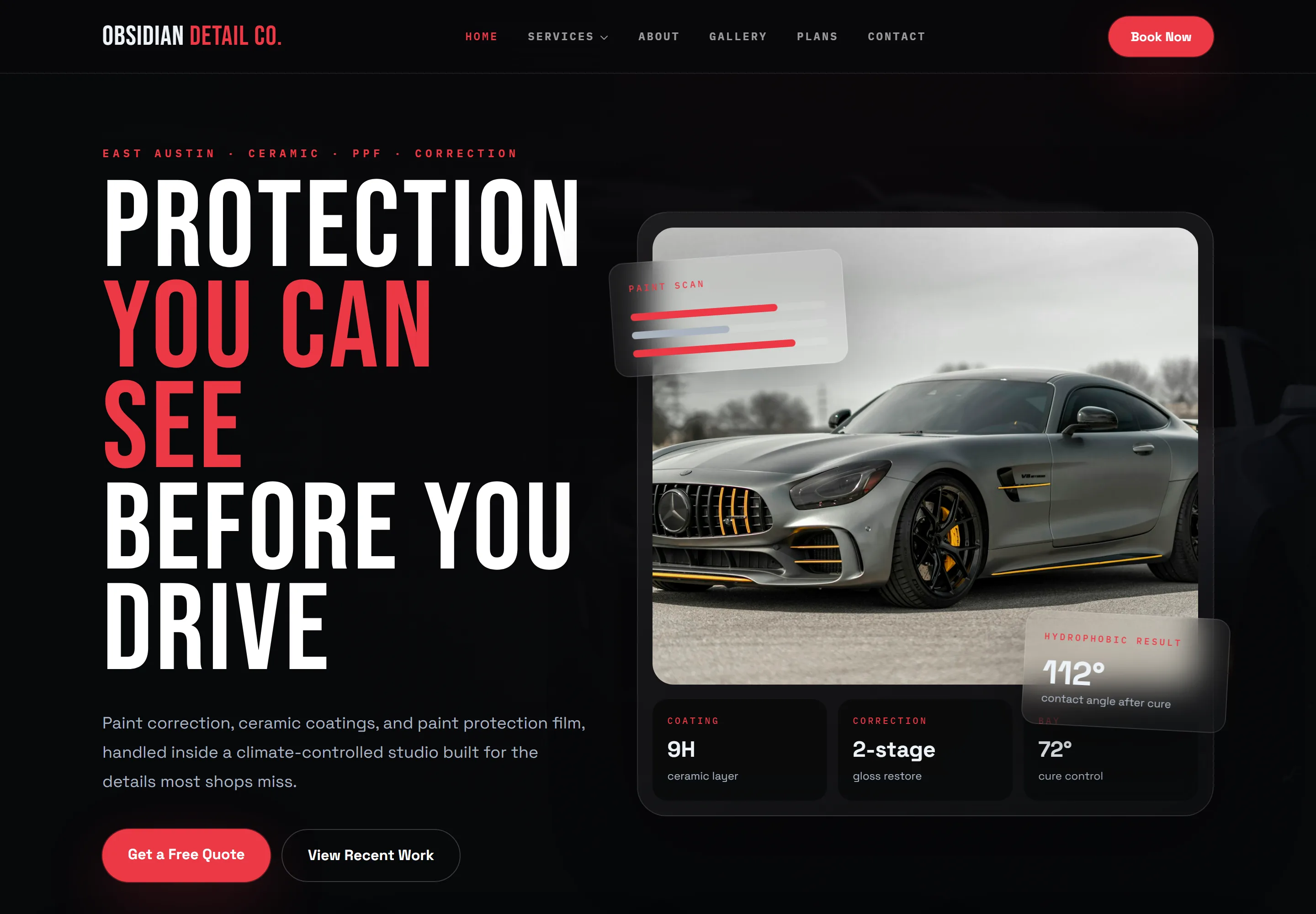 Obsidian Detail website preview